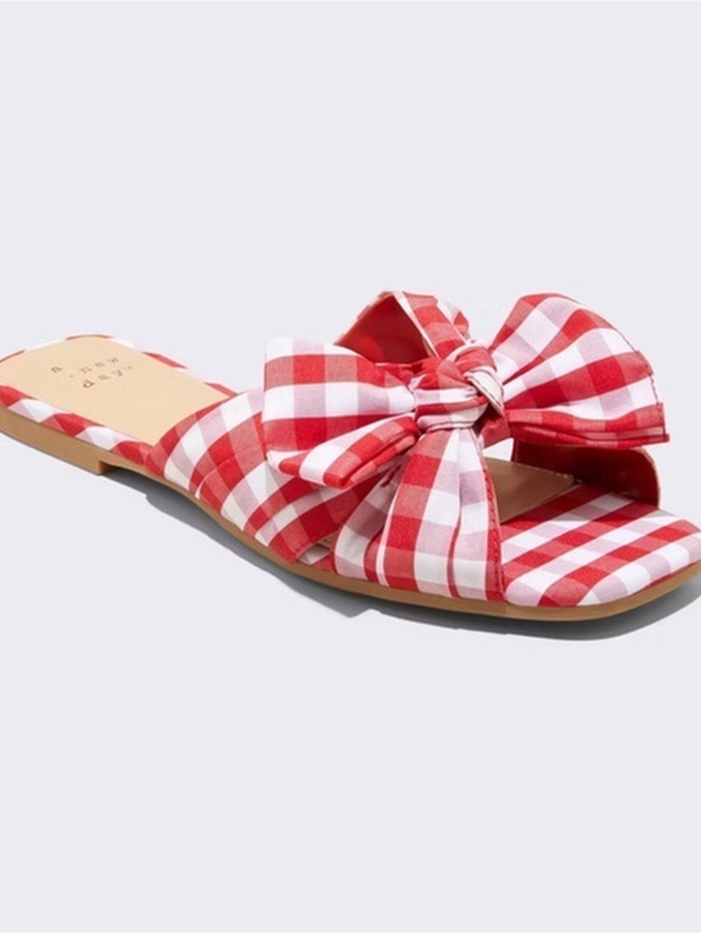NEW a new day red gingham slides sandals 6 ADORABLE!! Perfect for summer! - Picture 1 of 6